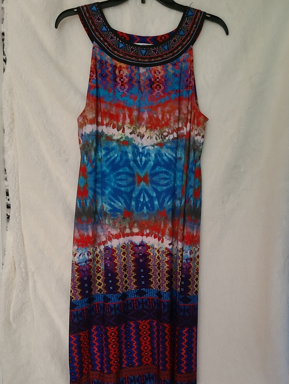 Studio One Multicolor Bohemian Maxi Dress — Blue, Red & Purple Accents